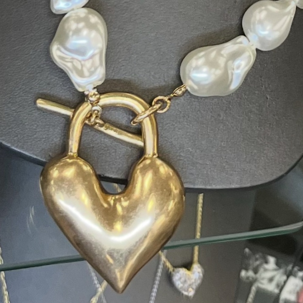 Piper Gold and White Heart Necklace - Picture 13 of 15